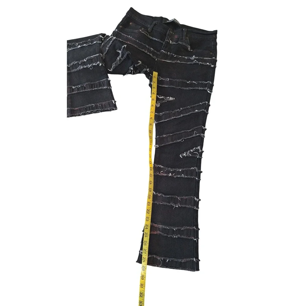 Valabasas Mens‎ 32 Stacked Skinny Black Jeans Patchwork Frayed Distressed